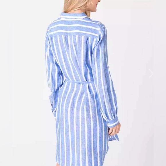Birds Of Paradie Trovata Blue Stripe Button Down Preppy Boho Shirtdress Dress XS - Picture 6 of 13